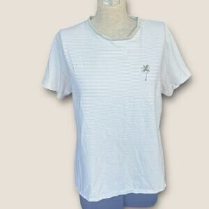 Denim & Flowers Striped Palm Tree Shirt